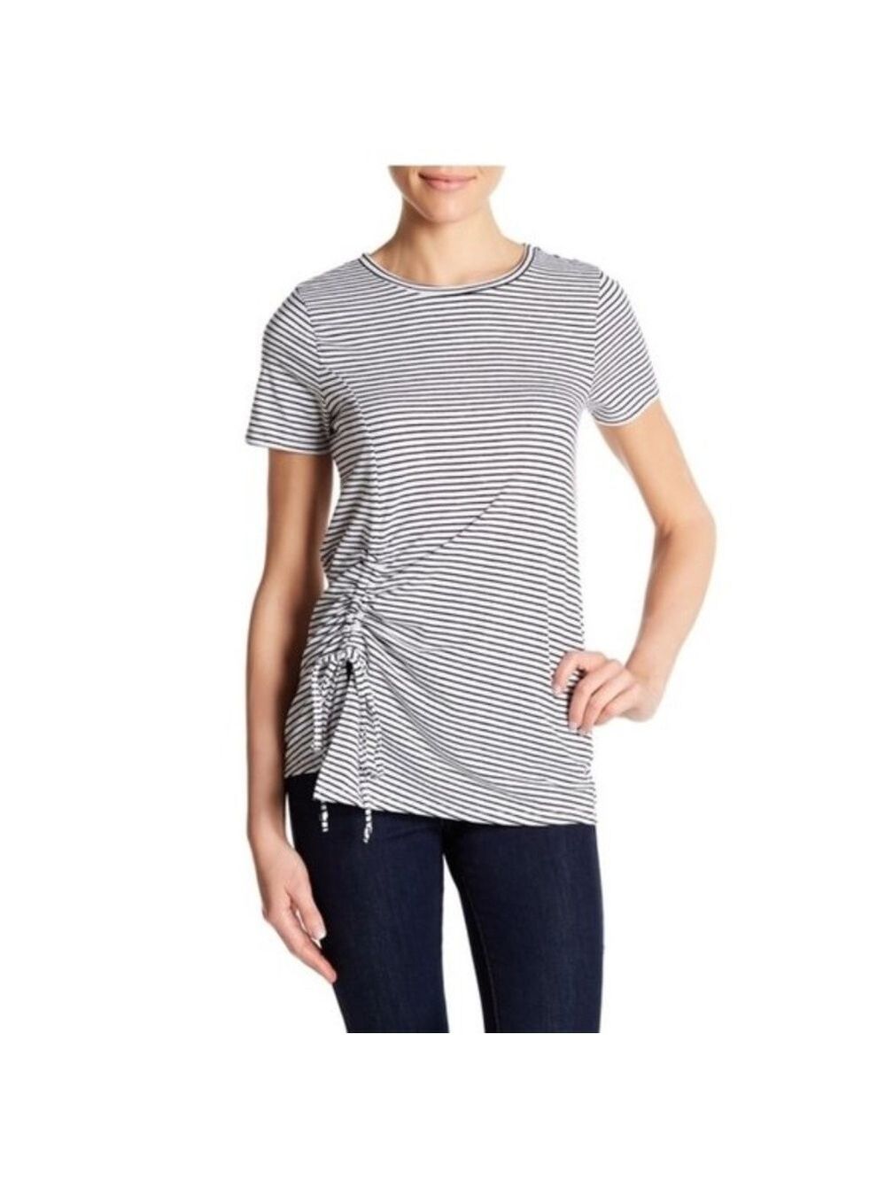 Olivia Sky Ruched Striped Tee
